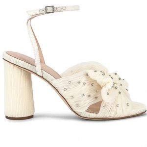 NWT Loeffler Randall Camellia Pleated Rhinestone Knot High-Heel